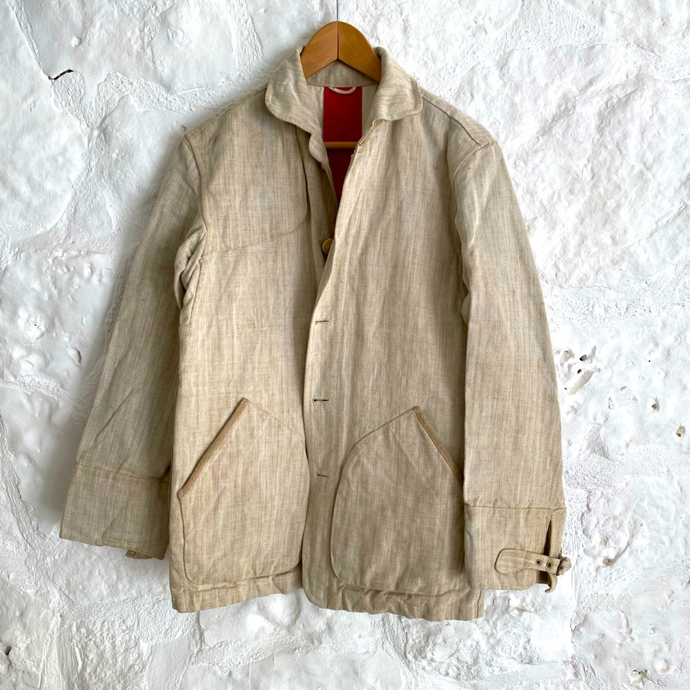 Japanese raw denim beige unisex jacket
